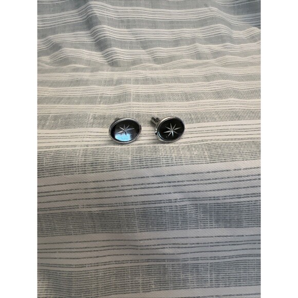 Vintage Cufflinks Cuff Links Silver Tone Star Design L#39 - Picture 1 of 5